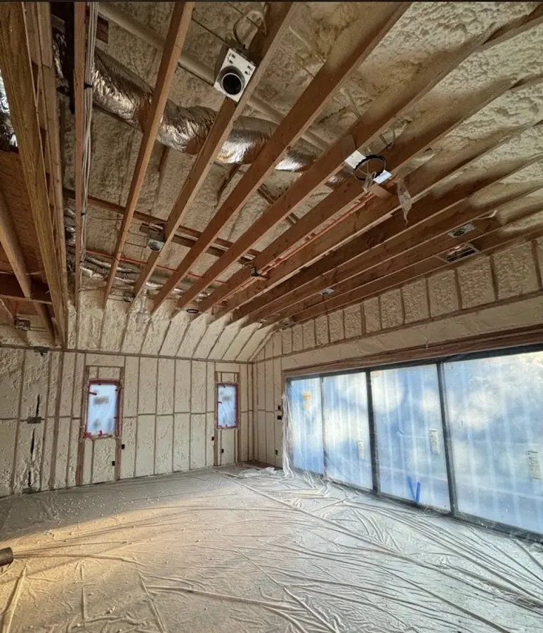 Interior walls and ceiling insulated with spray foam during new construction in McGregor
